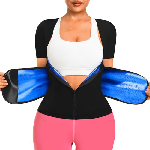 DYUAI Sauna Shirt for Women Sauna Waist Trainer for Women Sauna Suit Workout Sweat Vest Zipper Body ShaperWBH601501L - Image 1