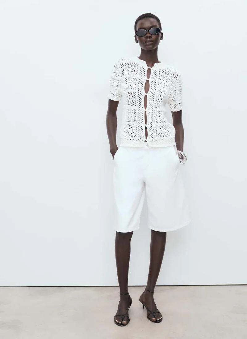 مانجو Short-sleeved crochet cardigan