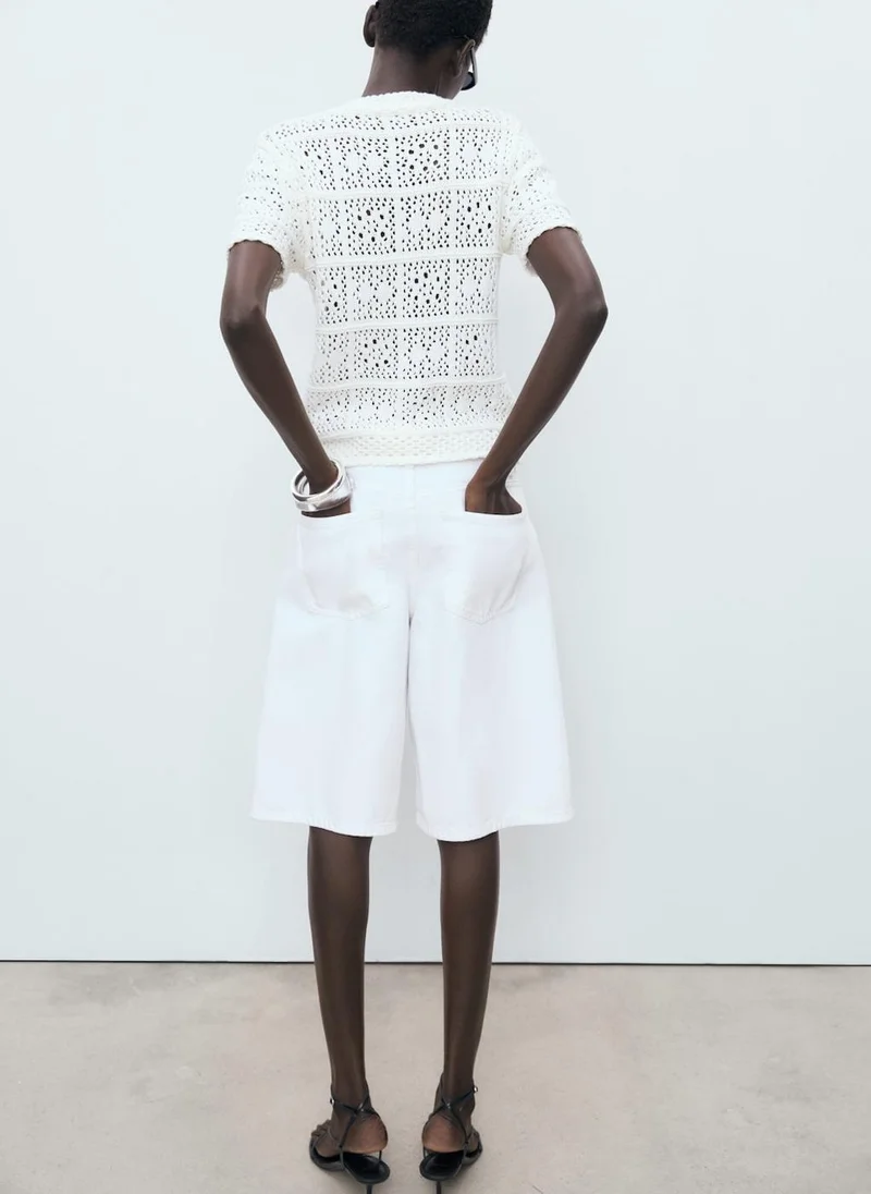 مانجو Short-sleeved crochet cardigan