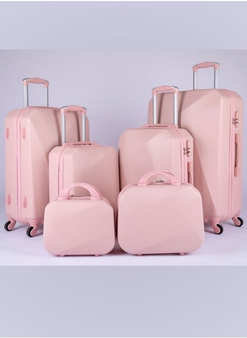 Luggage set 6 pieces travel Bags with a distinctive design from limra pink