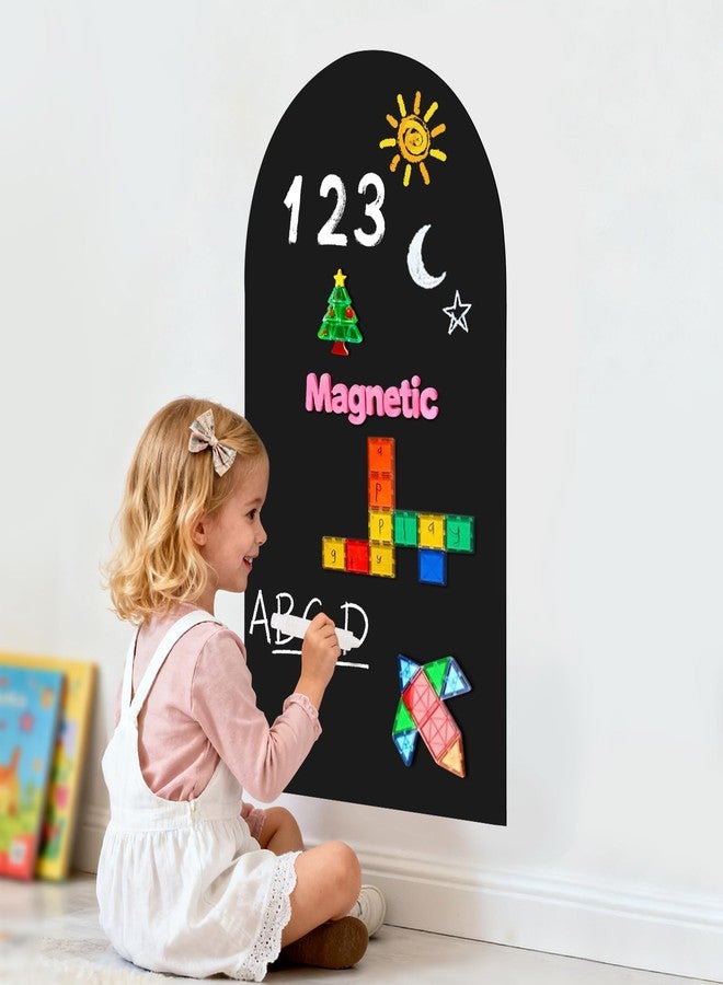 Warasee Magnetic Arch Wall Decal: Small 15.7" x 31.5" Vinyl Peel and Stick Chalkboard for Kids Playroom Classroom Home Use - Educational Learning Tool for Toddlers 1-3 & Children 4-7 (Black) - Image 1