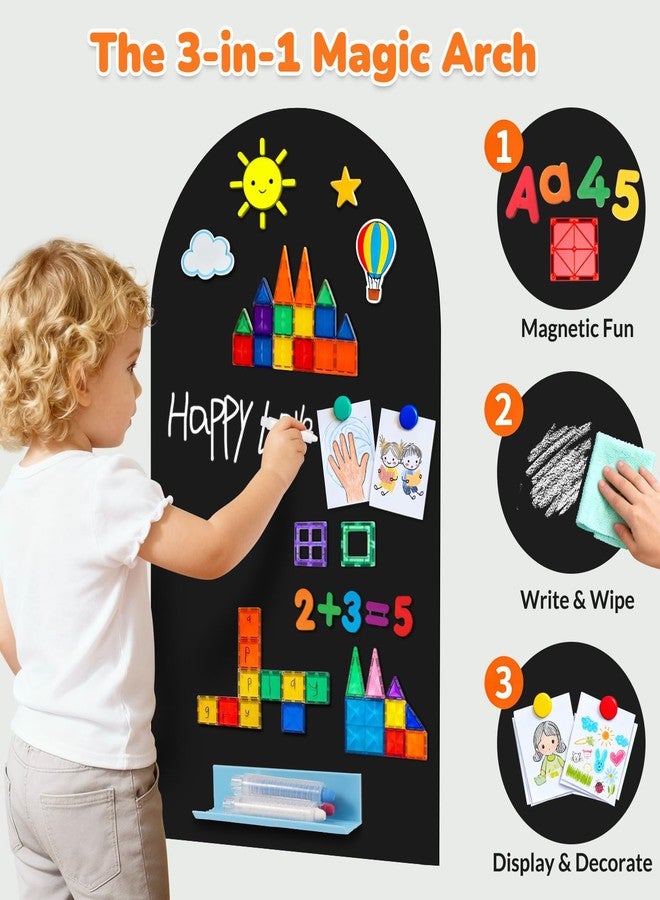 Warasee Magnetic Arch Wall Decal: Small 15.7" x 31.5" Vinyl Peel and Stick Chalkboard for Kids Playroom Classroom Home Use - Educational Learning Tool for Toddlers 1-3 & Children 4-7 (Black) - Image 4