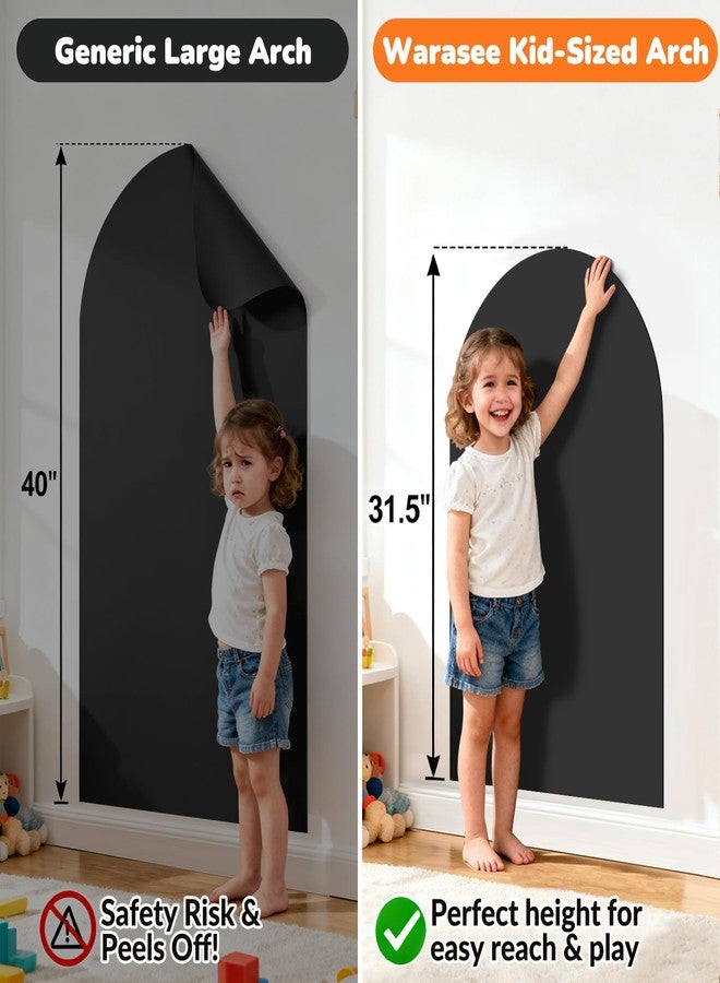 Warasee Magnetic Arch Wall Decal: Small 15.7" x 31.5" Vinyl Peel and Stick Chalkboard for Kids Playroom Classroom Home Use - Educational Learning Tool for Toddlers 1-3 & Children 4-7 (Black) - Image 3