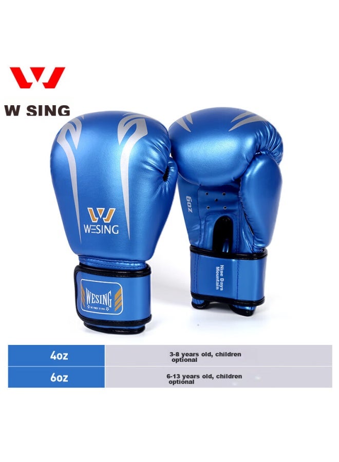 Nine Day Mountain Jiurishan Boxing Gloves For Children, Youth Student Sanda Taekwondo Fighting Compeion Training Punching Bag, Blue 4oz - Image 1
