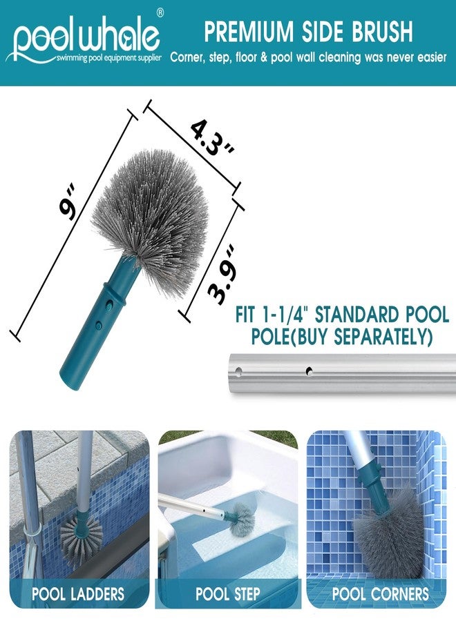 POOLWHALE 20'' Pool Brush Head, Detachable Pool Cleaning Brush with Durable Around Nylon Bristles, EZ Clip Aluminum Handle- Clean Swimming Pool Walls, Steps & Corners Faster - Image 4