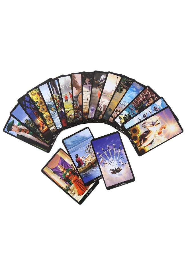 NIBEMINENT The female witch tarot cards are packed in a metal box. The size is 10 cm × 6 cm. The game board is golden with an orange border. It comes with 78 cards and a paper instruction manual. - Image 5