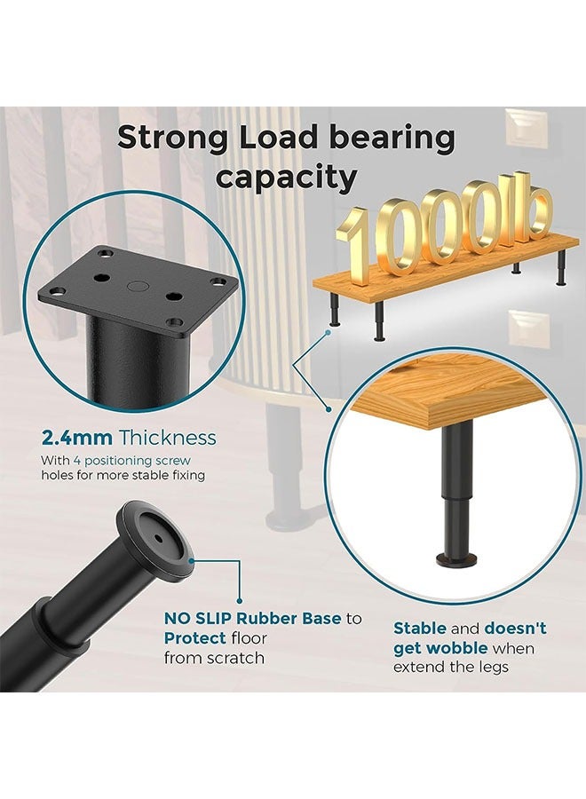 4 Pcs Upgraded Metal Adjustable Furniture Legs,3.15-4.72Inch Adjustable Height Heavy Duty Cabinet Legs, Furniture Bed Frame Center Support Legs, Replacement Legs for Dresser/Sofa/Bed/Chair  - Image 2