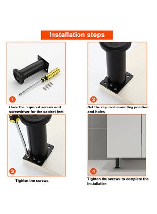 4 Pcs Upgraded Metal Adjustable Furniture Legs,3.15-4.72Inch Adjustable Height Heavy Duty Cabinet Legs, Furniture Bed Frame Center Support Legs, Replacement Legs for Dresser/Sofa/Bed/Chair - view 5