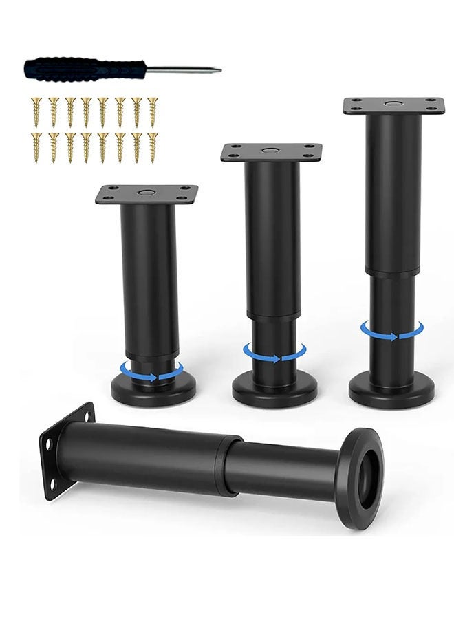 بوفان 4 قطع أثاث معدنية معدلة قابلة للتعديل، 3.15-4.72 بوصة ارتفاع قابل للتعديل أرجل خزانة الخدمة الشاقة، أثاث إطار السرير أرجل دعم مركز، استبدال أرجل دريسر/أريفا/سرير/كرسي - Image 1