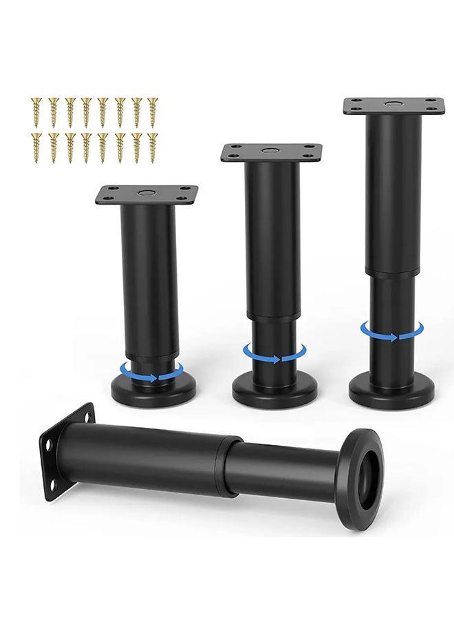4 Pcs Upgraded Metal Adjustable Furniture Legs,3.15-4.72Inch Adjustable Height Heavy Duty Cabinet Legs, Furniture Bed Frame Center Support Legs, Replacement Legs for Dresser/Sofa/Bed/Chair  - Image 1