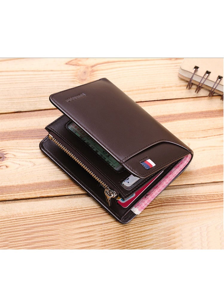 وليام بولو محفظة ويليام بولو للرجال، محفظة جلدية فاخرة، محفظة جلدية ناعمة للرجال، تصميم عمودي قصير، محفظة جلدية من جلد البقر من الطبقة العليا - Image 5