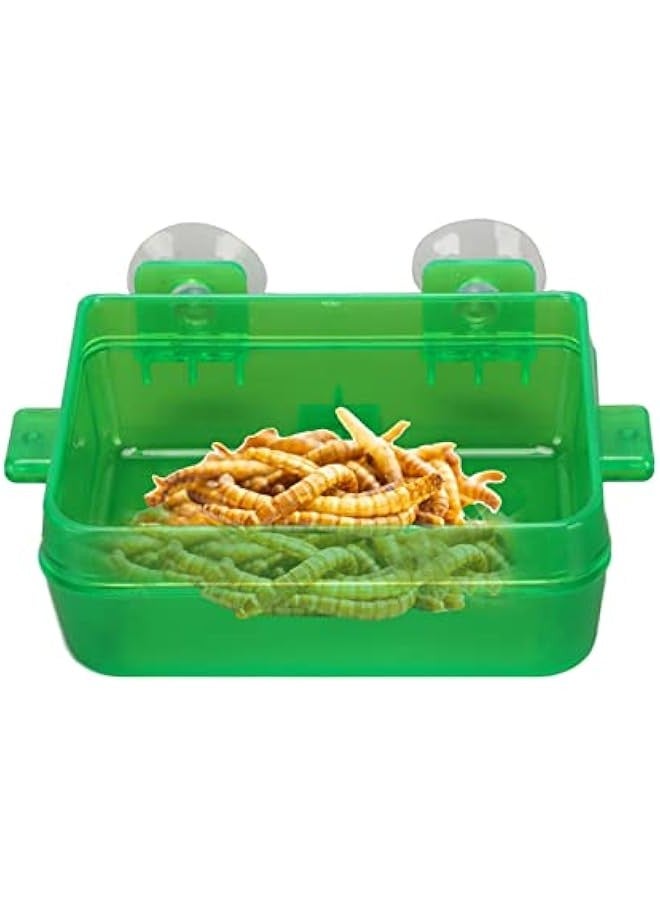 وعاء طعام و مياه للحيوانات الزاحفة مع كؤوس شفط (صغير) - مثالي لفاكهة الجيكو والسحالي يمنع الهروب - Image 1