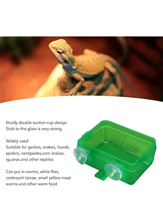 وعاء طعام و مياه للحيوانات الزاحفة مع كؤوس شفط (صغير) - مثالي لفاكهة الجيكو والسحالي يمنع الهروب - Image 2