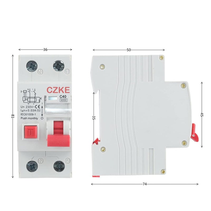 32A 1P N RCBO قاطع الدائرة 30mA 36mm حماية من التسرب الزائد للتيار - Image 5