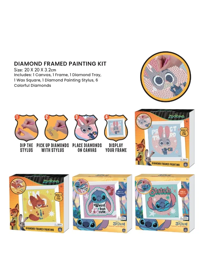 ديزني Stitch Diamond Framed Painting Kit | Make It Easy & Fun | Art & Craft | Home Wall Décor | Age 3+