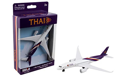 Daron Toy Airplane Thai Airways Single Plane DieCast Metal Model Airplane Toy with Plastic Parts Authentic Livery for Kids Ages 3 - Image 1