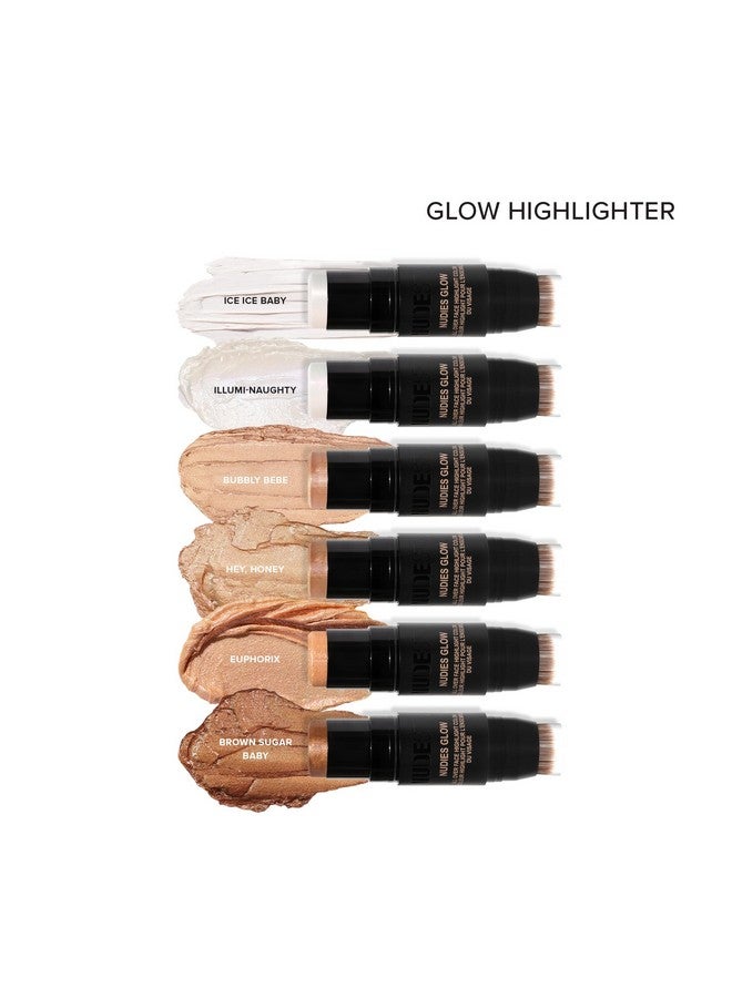 NUDESTIX Nudies Glow Cream Highlighter Bronze + Glow 3-In-1 All Over Face Colour For Eyes, Cheeks, Lips W/Blending Brush (Hey Honey) - Image 3