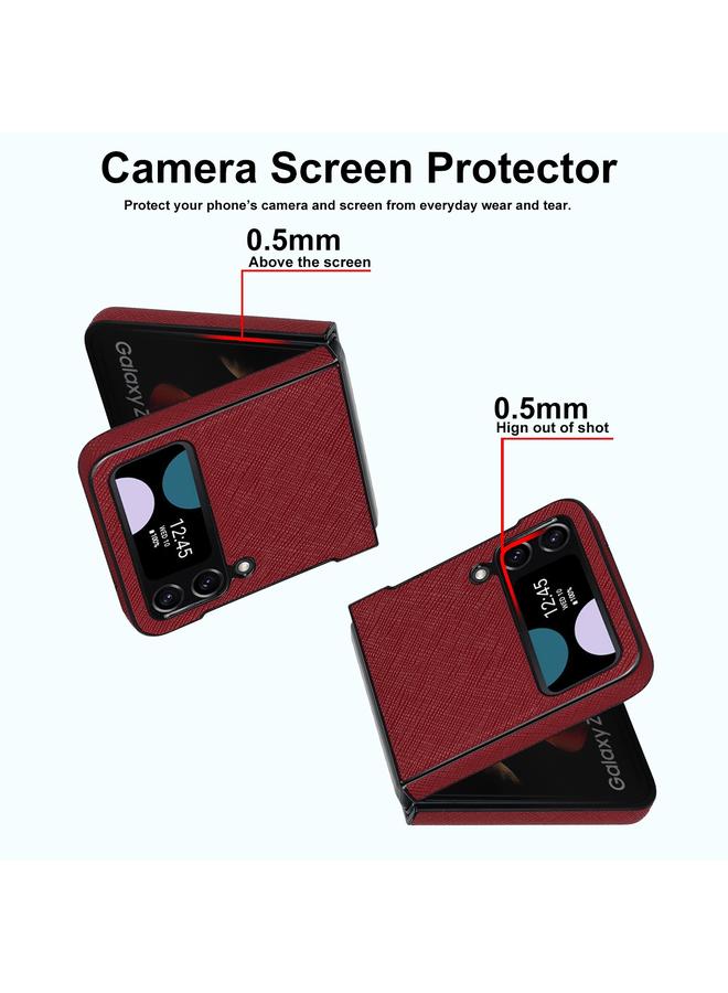 S-TOP Case For Samsung Galaxy Z Flip4 5G Cross Pattern Foldable Phone Case - Image 4