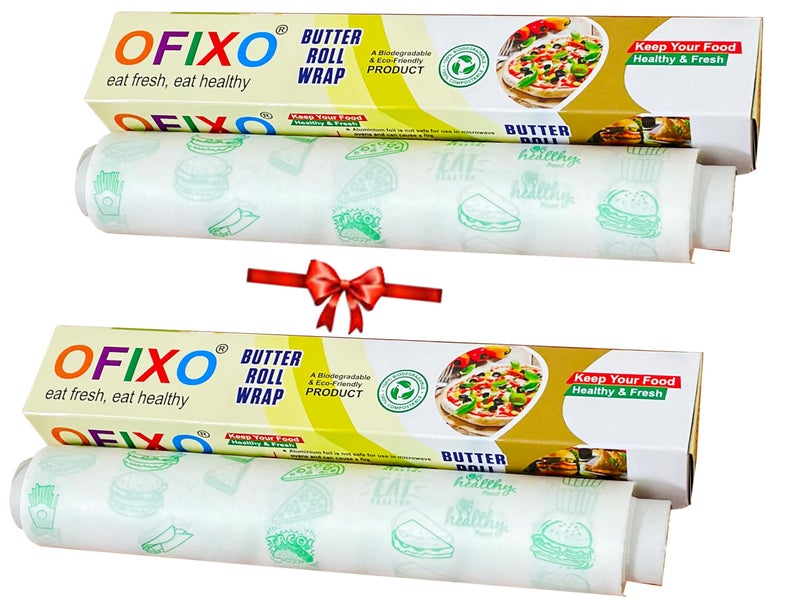 OFIXO (Pack of 2) 20 Meter Food WRAP Multipurpose Food Wrapping Paper Non-Stick Food Wrapping Paper, Oven Safe Parchment Paper - Image 1