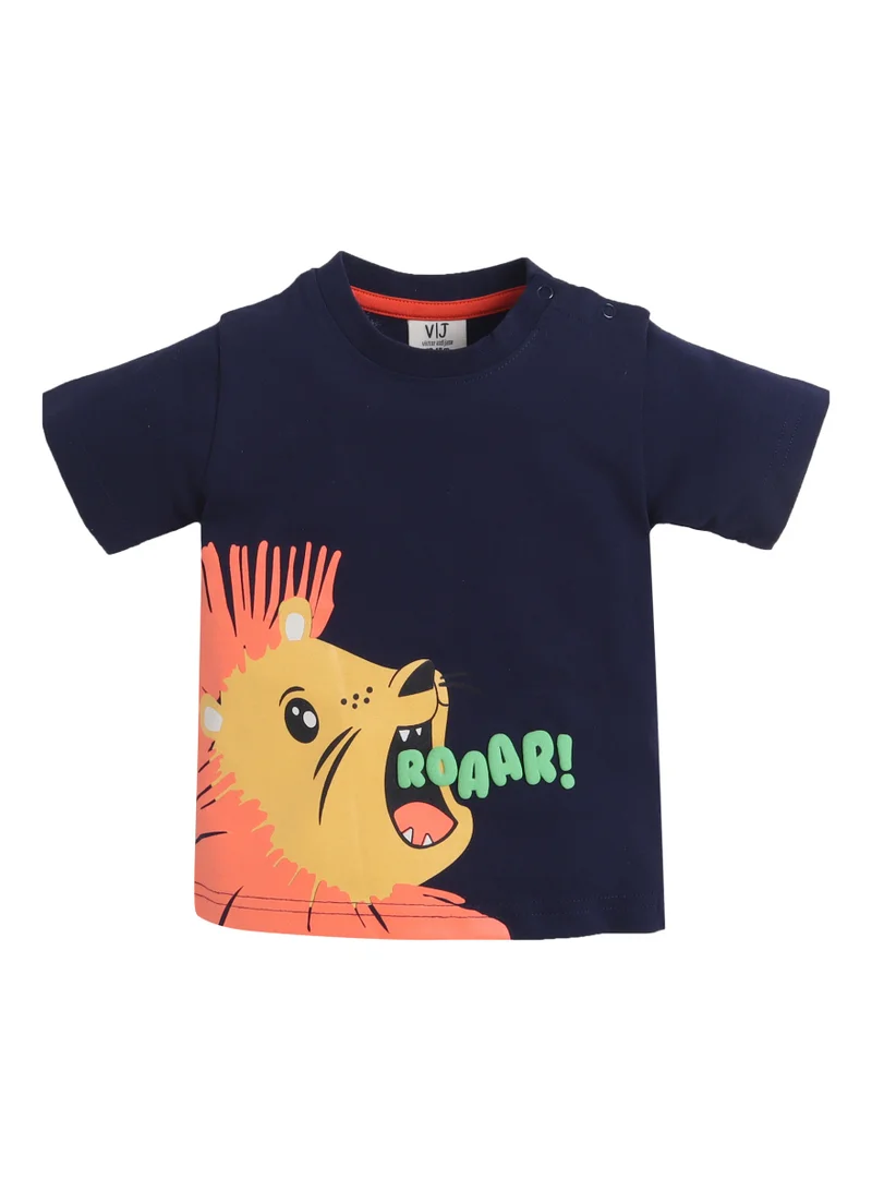 Victor And Jane  Boys' 2pcs Roaring Lion Round Neck T-Shirt and Shorts Set for Men | Best Price UAE