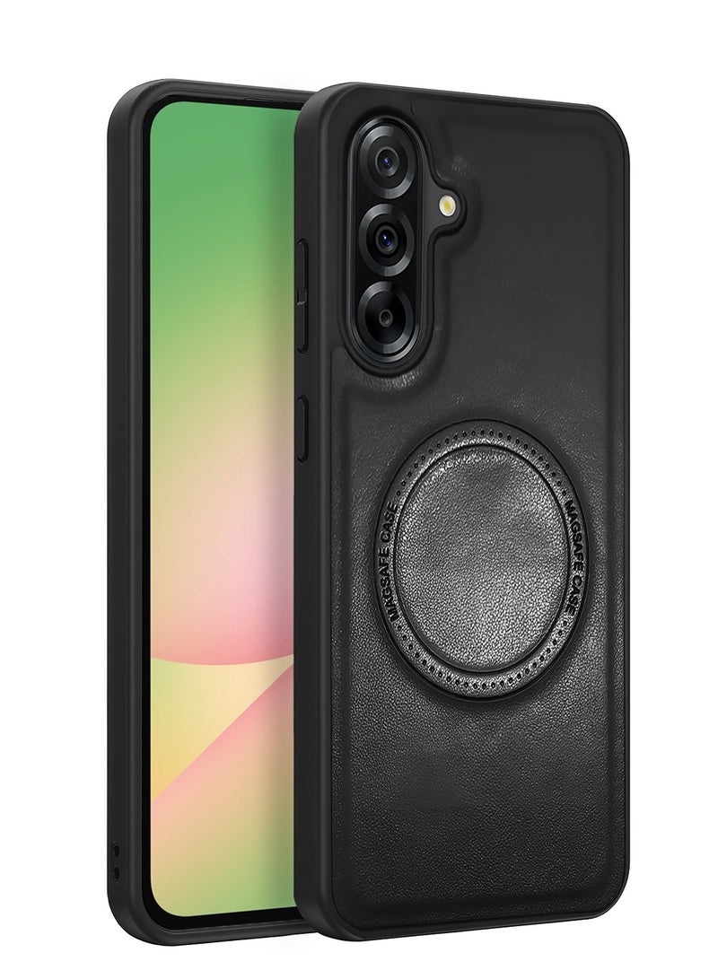 دبليو تيك جراب حماية صلب من الجلد الصناعي الممتاز Samsung Galaxy A56 5G لعام 2025 مع مغناطيس MagSafe - أسود - Image 1