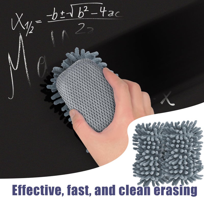ALEIFLE Microfiber Shag Whiteboard Eraser - Washable Dry Eraser for Whiteboard Markers & Chalk - Classroom, Office, Home Teacher Supplies (4 Pack Mix) - Image 2