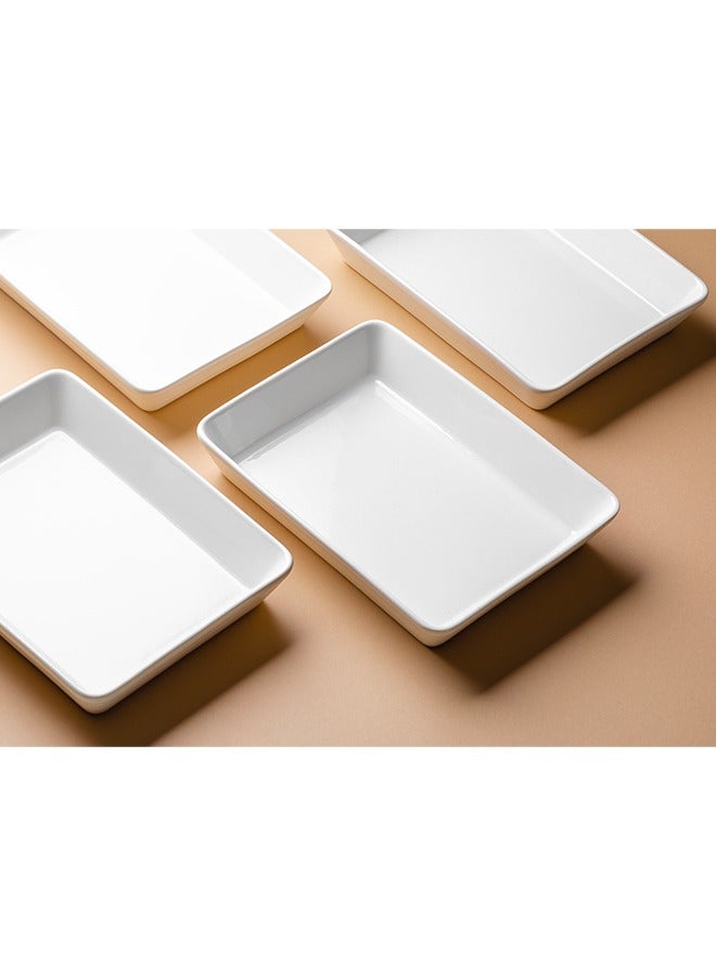 4-Piece Rectangular Porcelain Baking Dish 0.95 Liters 25.8x19.3x4CM White