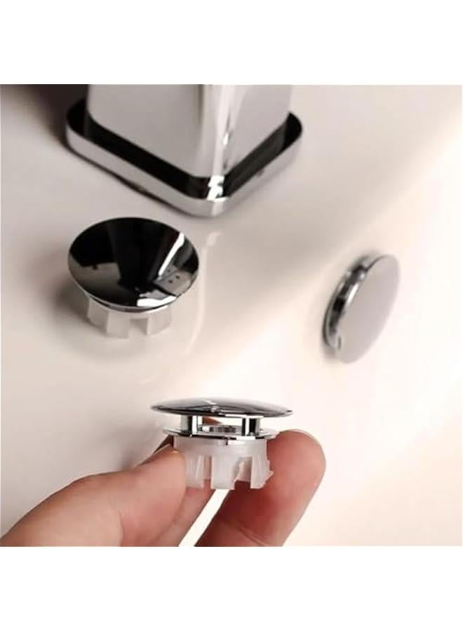 Solid Brass Sink Overflow Cover,Double Layer Copper Solid Ring Insert in Hole Round Caps for Home Shopping Mall Kitchen Bathroom (Silver) - Image 3