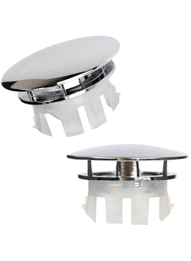 Solid Brass Sink Overflow Cover,Double Layer Copper Solid Ring Insert in Hole Round Caps for Home Shopping Mall Kitchen Bathroom (Silver) - Image 1