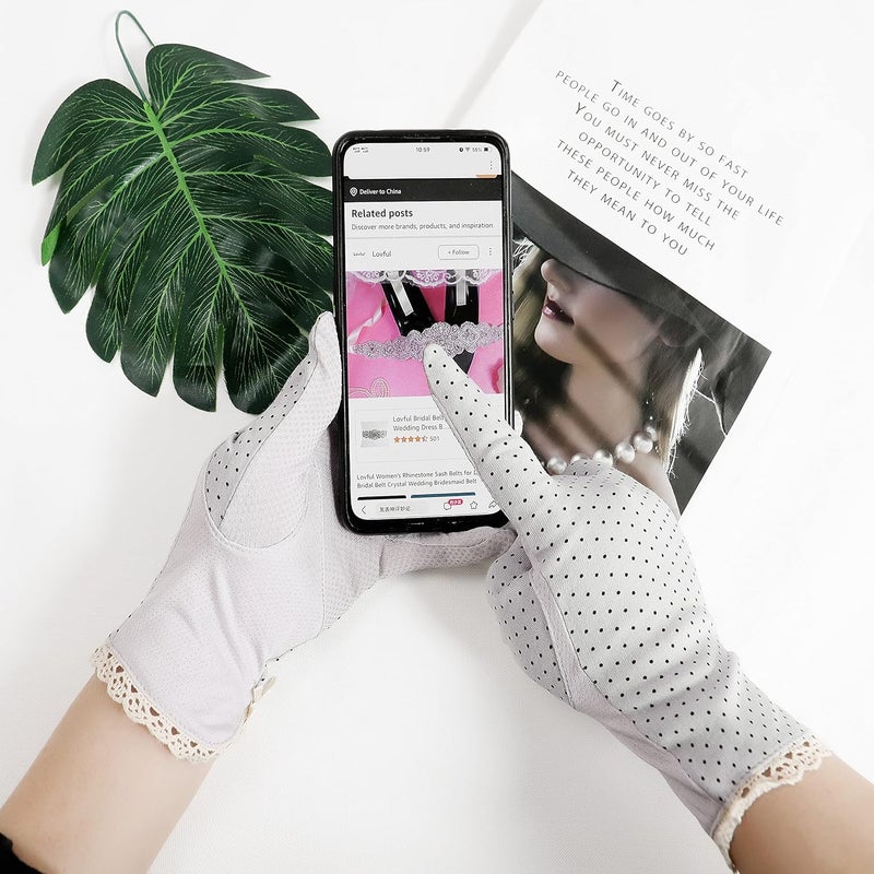 Lovful Summer Women Screentouch Gloves Sun Uv Protection Driving Gloves, Gray, One Size - Image 4