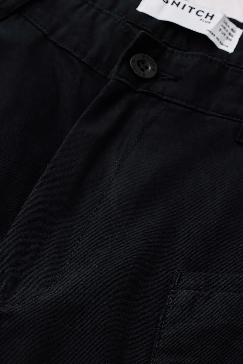 Snitch Black 6 Pocket Plus Size Cargo Pants for Men | Best Price UAE