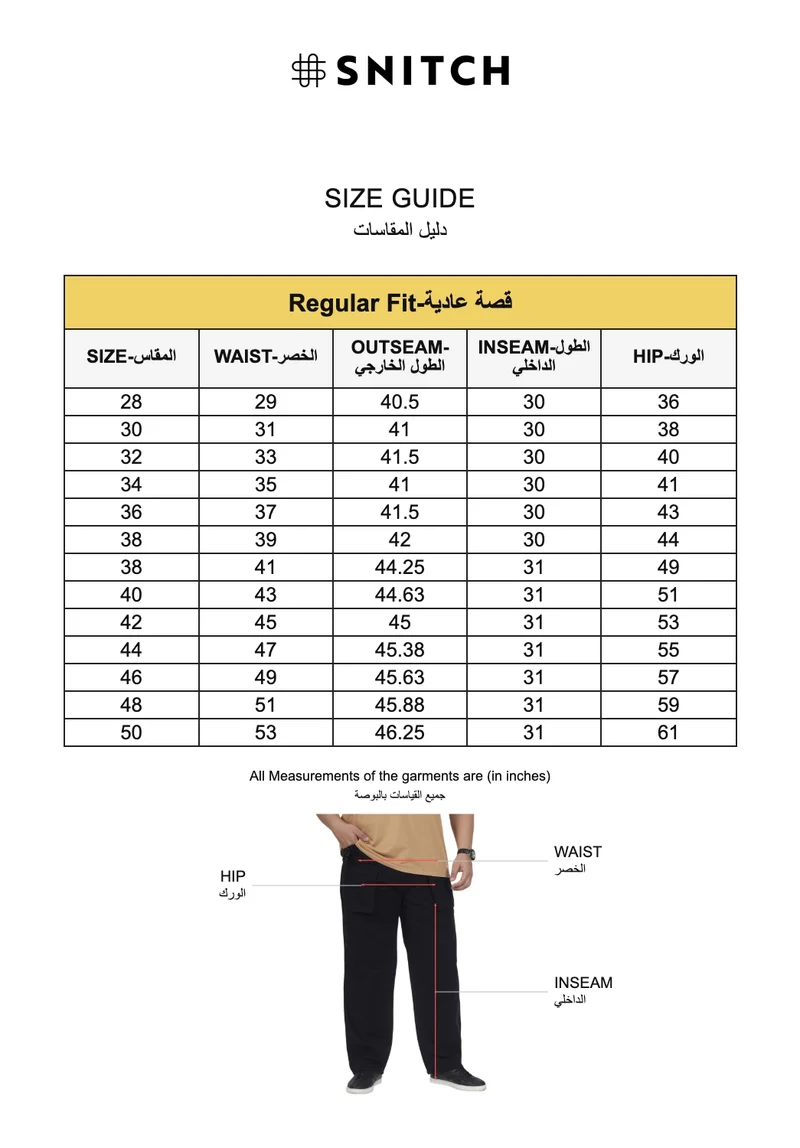 Snitch Black 6 Pocket Plus Size Cargo Pants for Men | Best Price UAE