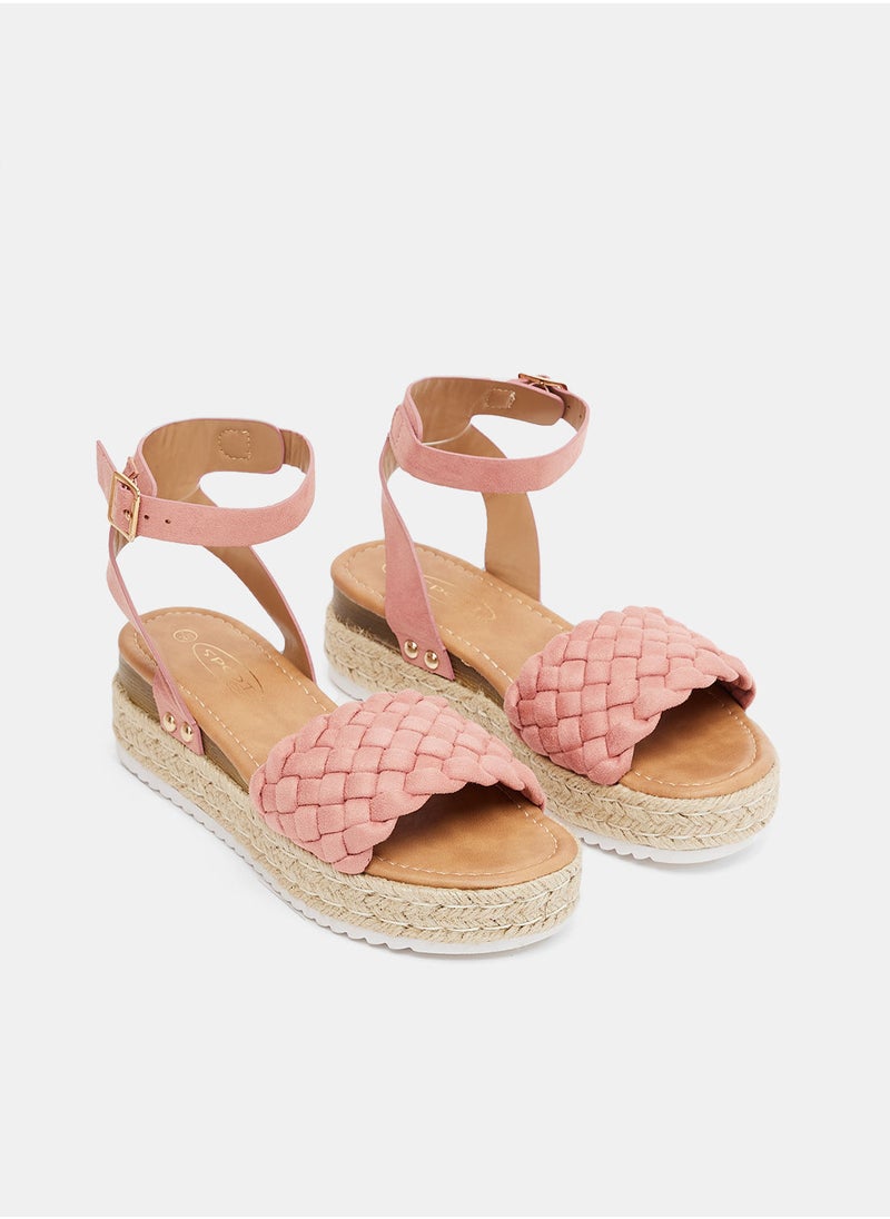 Woven Pattern Platform Sandals