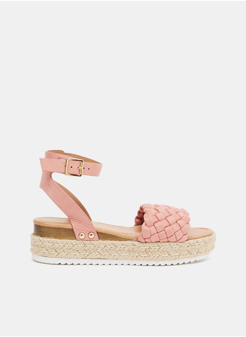 Woven Pattern Platform Sandals