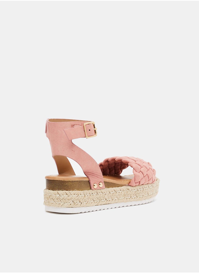 Woven Pattern Platform Sandals