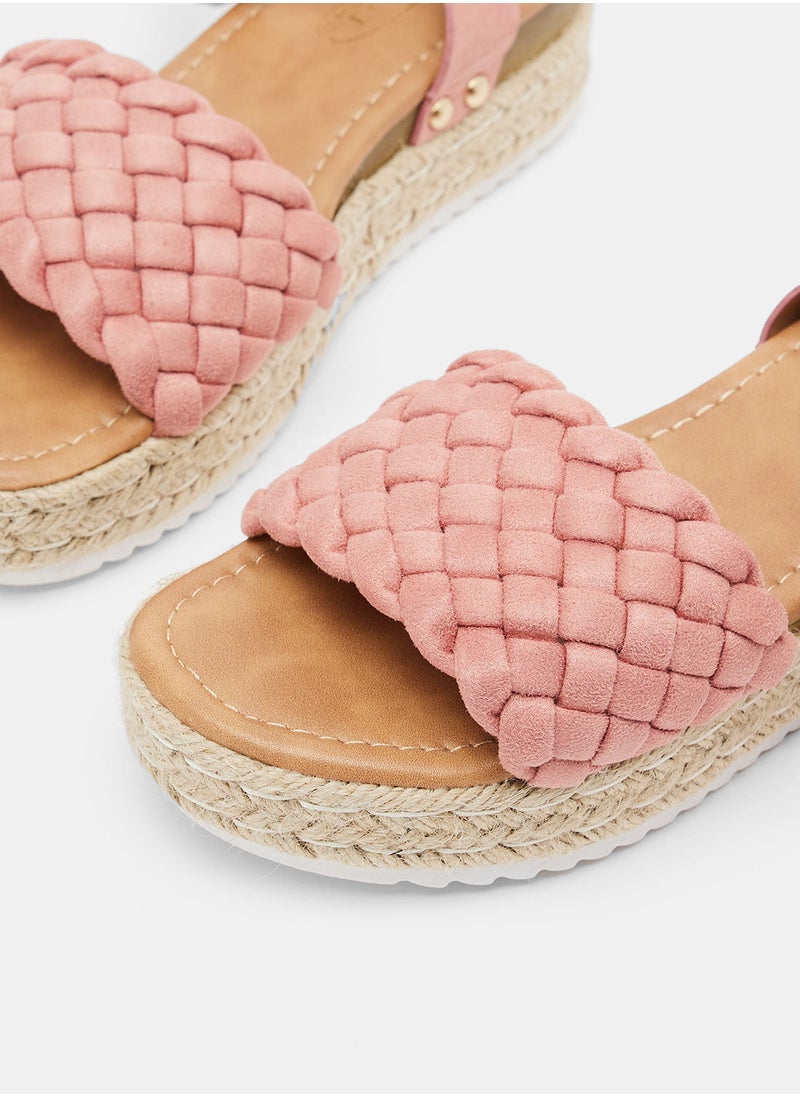 Woven Pattern Platform Sandals