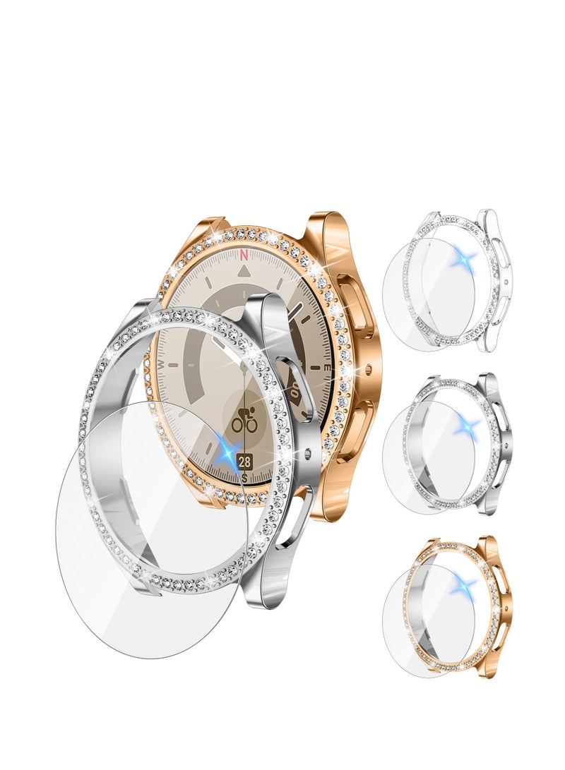 3 Pack Crystal Diamond Hard PC Bumper Case for Galaxy Watch 5 PRO 45mm - Stylish Protective Frame Cover Accessories for Women and Girls (No Screen Protector) - Image 3