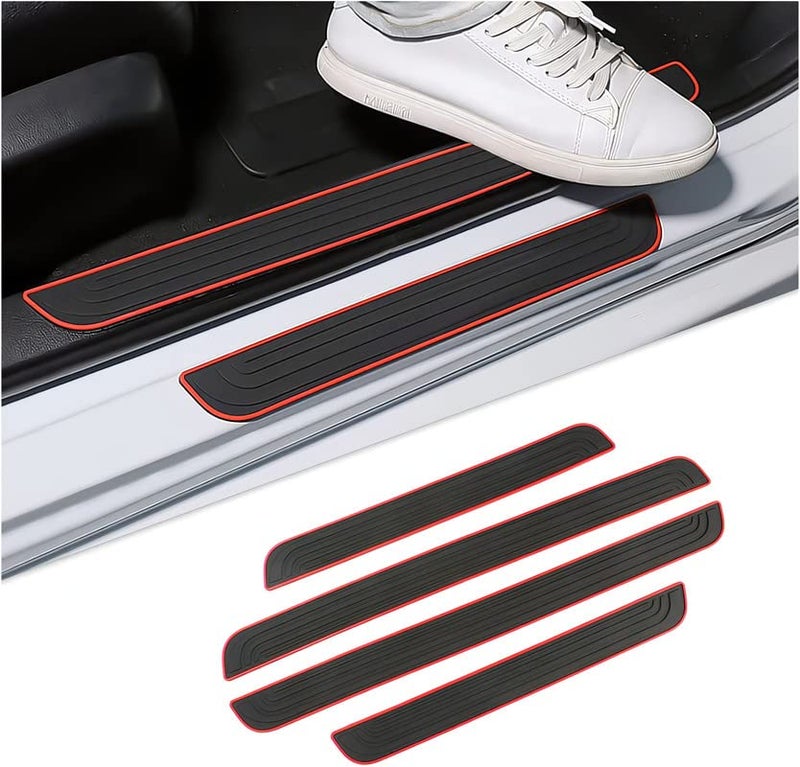 CARIZO Door Sill Plate Protectors Guards Sill Scuff Cover Panel Step Protector (Plain, Black & Red, Pack of 4) Compatible with Tata Harrier - Image 2