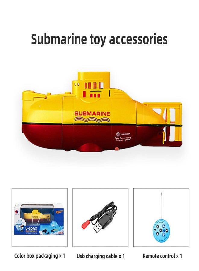 Tsiodot Mini RC Submarine Waterproof Remote Control Boat Underwater Diving Fish Tank Toy for Kids Birthday Gift（Yellow） - Image 3