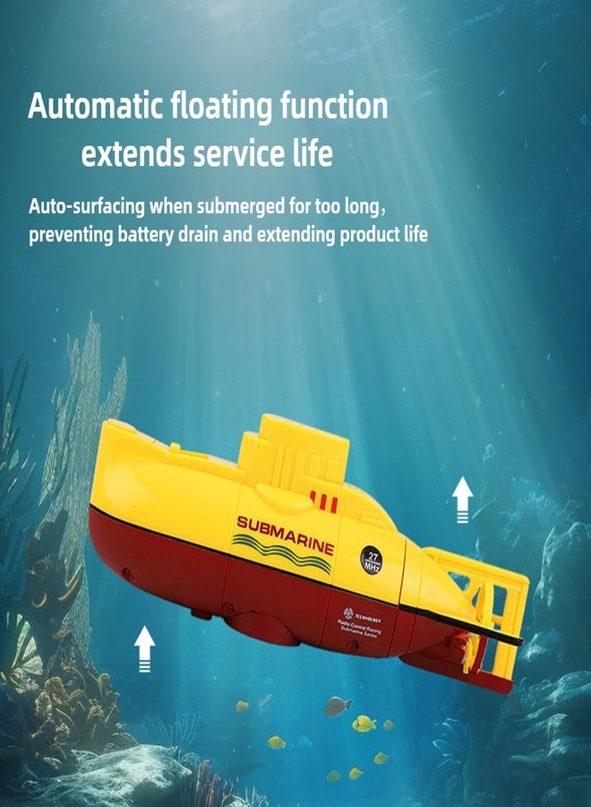 Tsiodot Mini RC Submarine Waterproof Remote Control Boat Underwater Diving Fish Tank Toy for Kids Birthday Gift（Yellow） - Image 5