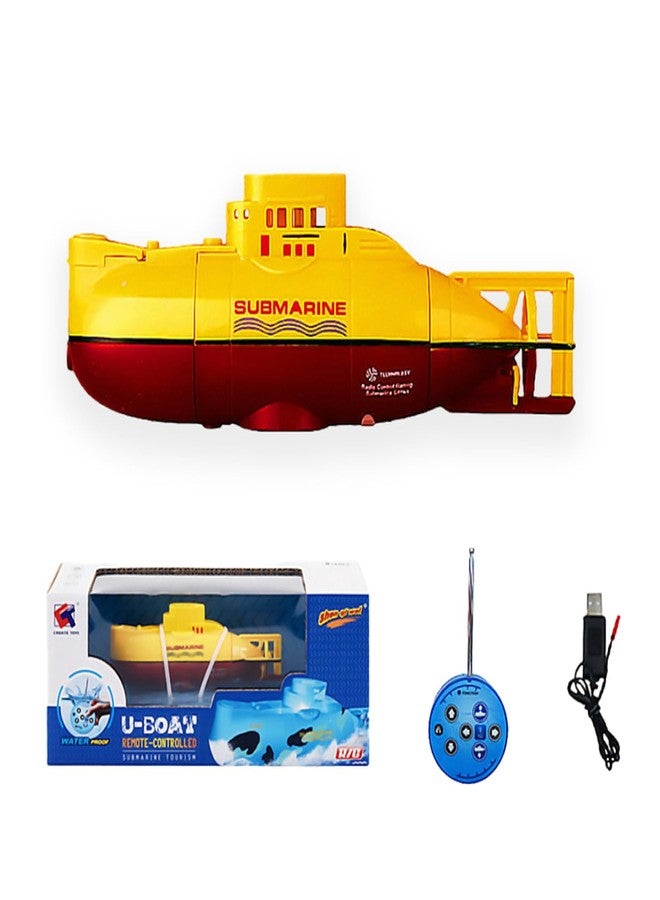 Tsiodot Mini RC Submarine Waterproof Remote Control Boat Underwater Diving Fish Tank Toy for Kids Birthday Gift（Yellow） - Image 1