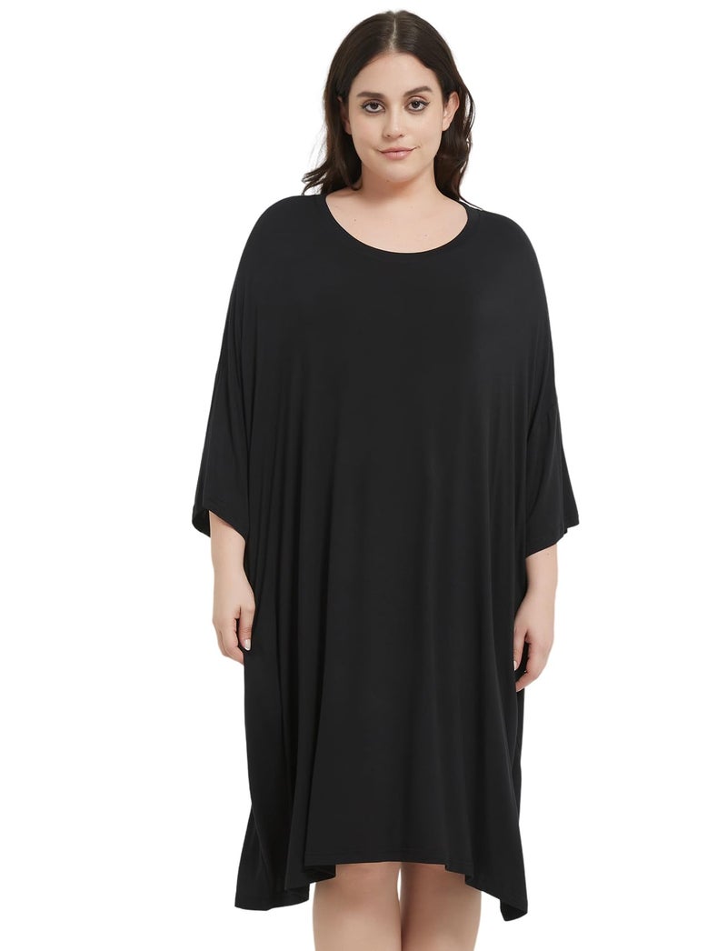 KFUBUO Oversized Pajamas Dress Shirts for Women Plus Size Nightgowns Sleep T Black Sleepwear With Pocket Fit Maternity Fit S-5XL - Image 2