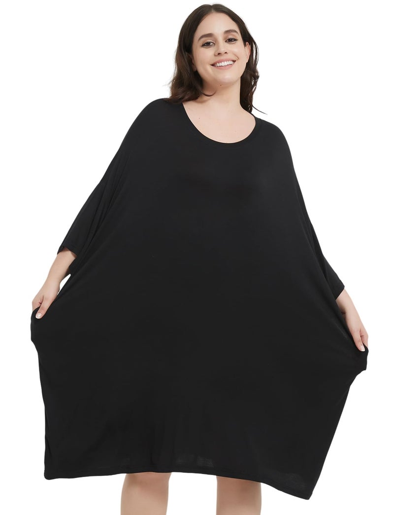 KFUBUO Oversized Pajamas Dress Shirts for Women Plus Size Nightgowns Sleep T Black Sleepwear With Pocket Fit Maternity Fit S-5XL - Image 4