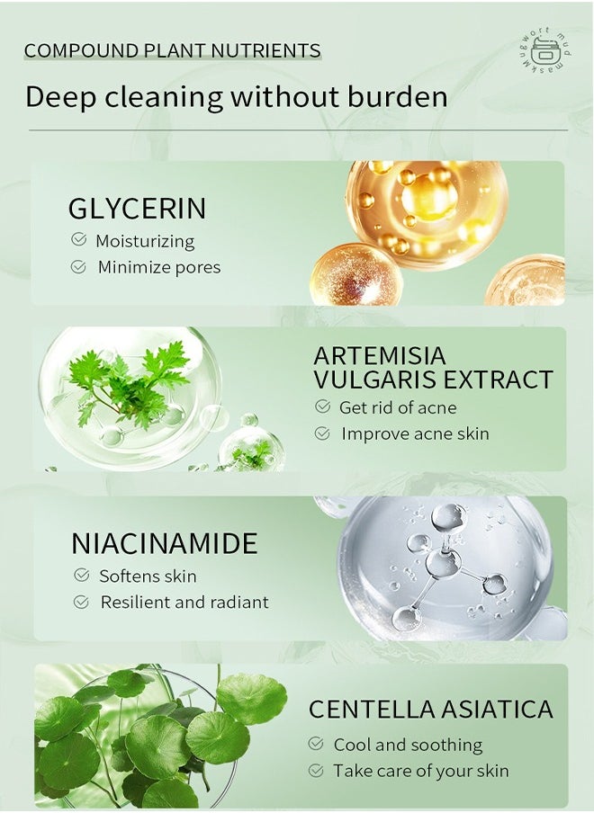  كانزير - قناع الطين حب الشباب Mugwort ، Mugwort مكافحة المسام وقناع الطين حب الشباب ، قناع التطهير قناع الطين للرجال والنساء ، ترطيب التحكم في الزيوت يتقلص إزالة الرؤوس السوداء ، تقليص المسام ، تحسين لون البشرة 55 جرام - Image 1