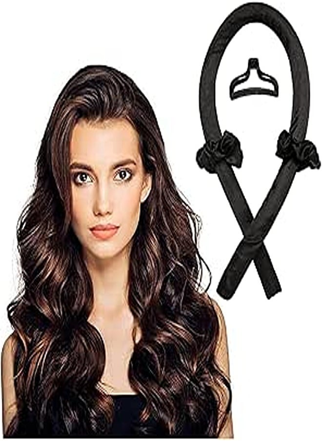 Premify Premify Black Heatless Hair Curlers for Medium & Long Hair - Heat Less Hair Curler, Heat Silk Curls Headband, Scrunchies and Hair Clip - Curling Rod, Hair Roller Ribbon for DIY, Hair Styling Tools 