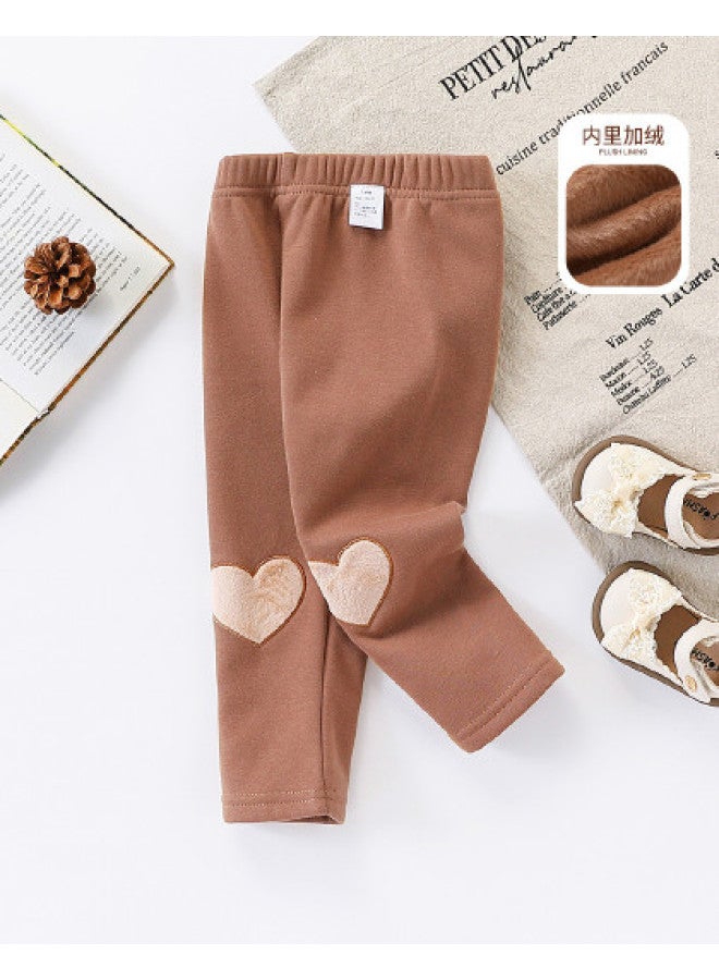 Trendy And Sweet Fleece-lined Leggings] Children's Wear For Baby Girls, Autumn And Winter Thin Fleece Versatile Base Layer, Toddler Slim Fit - Image 1