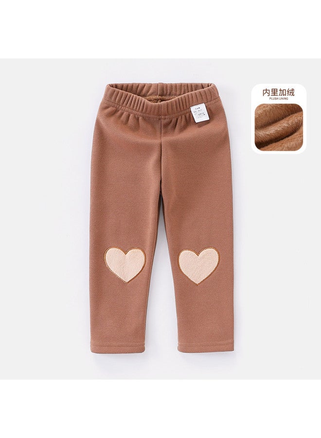 Trendy And Sweet Fleece-lined Leggings] Children's Wear For Baby Girls, Autumn And Winter Thin Fleece Versatile Base Layer, Toddler Slim Fit - Image 3