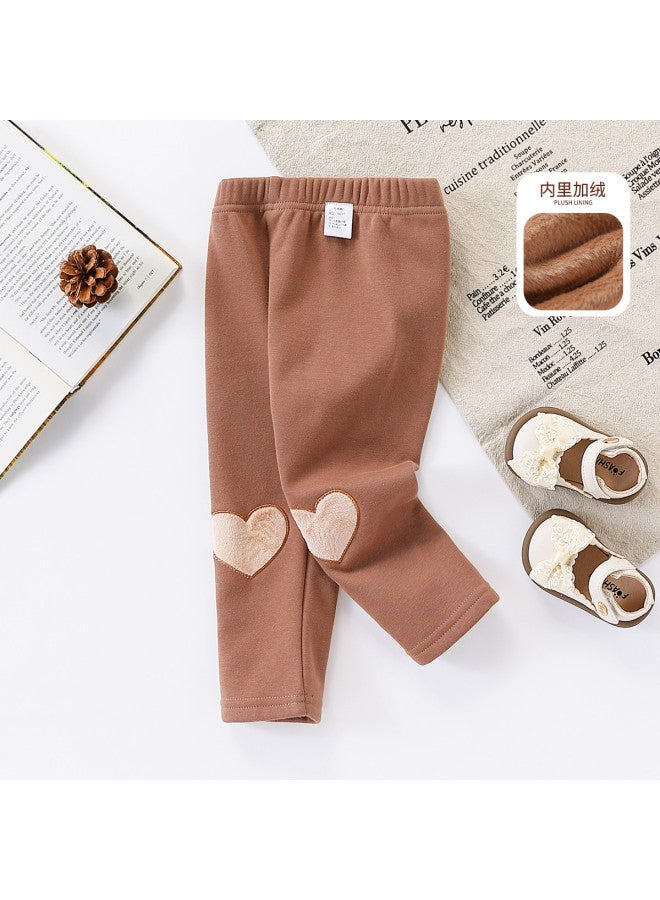 Trendy And Sweet Fleece-lined Leggings] Children's Wear For Baby Girls, Autumn And Winter Thin Fleece Versatile Base Layer, Toddler Slim Fit - Image 2