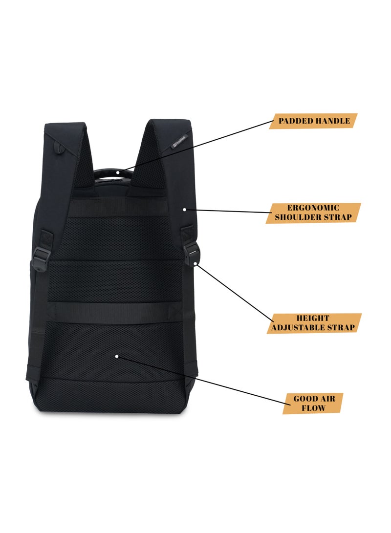 President Unisex slim Backpack durable premium water-resistant shoulder daypack for office business travel college school,( Black ) BPP8099 - Image 5