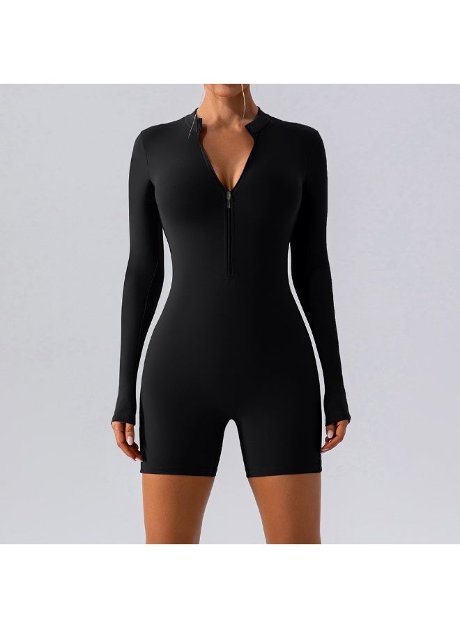Yoga Set Women's Jumpsuits One-Piece Suit Zipper Long Sleeve Gym Push Up Workout Clothes Fitness Bodysuit Sportswear Tracksuit  - Image 1